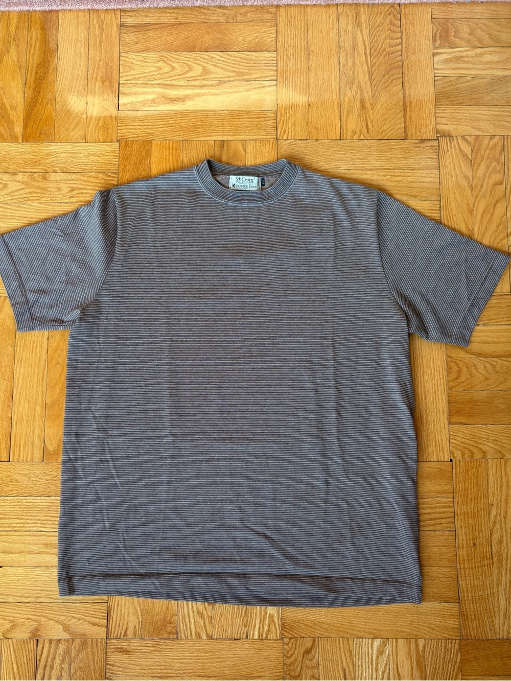 VINTAGE St. Croix Men’s Short Sleeve Crew Neck Luxury T-Shirt with Subtle Stripe